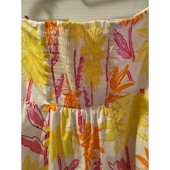 Lilly Pulitzer Floral Sundress Sz 4 Strapless Mini Orange Pink White Party FLAW - Picture 4 of 9